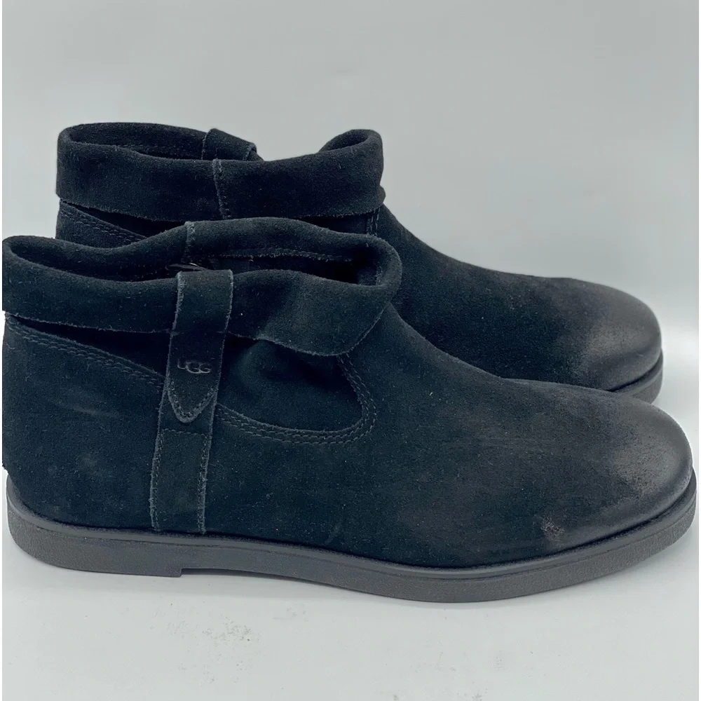 UGG Women's Josefene Cuff Boot Black Suede Zip Pull‎ On Bootie